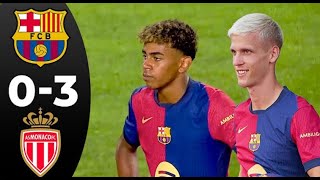 Barcelona vs Monaco 03  Dominant Victory amp All Goals  Highlights 2024 [upl. by Iatnahs922]