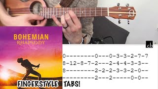 BOHEMIAN RHAPSODY Simplified Queen FINGERSTYLE Ukulele TUTORIAL [upl. by Rivers]