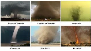 Types of funnels tornadoes and whirls landspout  funnel clouds vortex [upl. by Hedva339]