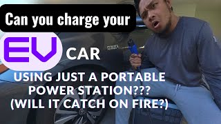 Can you charge your EV CAR with a PORTABLE POWER STATION BLUETTI AC200P Tesla and PlugIns [upl. by Ariam]