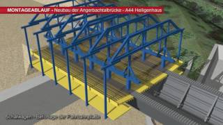 A 44 Montageablauf zum Neubau der Angerbachtalbrücke [upl. by Rolfston141]