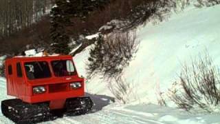 Thiokol Imp Snowcat Passing Cross Country Skier in Alta Utah [upl. by Brandyn403]