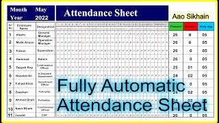 How to make Attendance Sheet in Ms Excel sohailsaeed aaosikhain msofficeexcel [upl. by Ladnik]