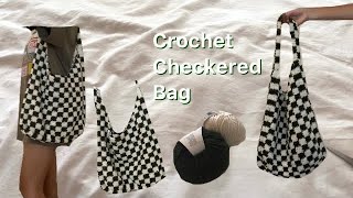 Trendy crochet checkered bag tutorial  how to [upl. by Hsoj]