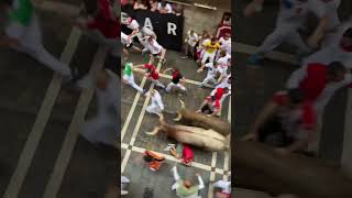 Pamplona sanfermin pamplonada runningofthebulls spain travel traveltospain encierro [upl. by Saimerej228]