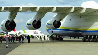 ANTONOV AN225  CLOSE UP PUSHBACK of WORLDS LARGEST AIRCRAFT at ILA 2018 Air Show [upl. by Noseaj]