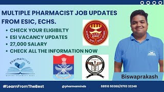 MULTIPLE PHARMACIST VACANCY AT ESI HOSPITAL  ECSH  CHECK ALL THE INFORMATION [upl. by Asoramla174]