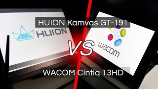 HUION KAMVAS GT191 vs WACOM CINTIQ 13HD  Review and Comparison [upl. by Kinchen]