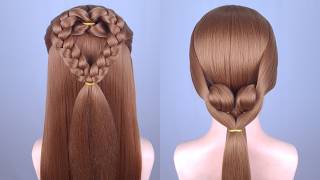 Simple Heart Ponytail Hairstyle For Long Hair  Trendy Hairstyle For Teenagers  Easy Hairstyle [upl. by Sanburn]