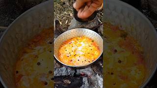 Cooking Manmanman in a high copper pan  Cooking menemen in a tile pan at the top [upl. by Groark]