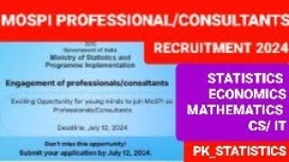 MOPSPI PROFESSIONALS amp CONSULTANT RECRUITMENT 2024  MOSPI RECRUITMENT  MOSPI VACANCY [upl. by Charil]