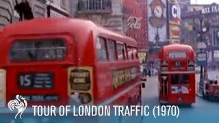 Tour of London Traffic DoubleDecker Buses amp Black Cabs 1970  British Pathé [upl. by Cliffes]