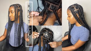 HOW TO DO SUPER EASY FLAT JUMBO KNOTLESS BOX BRAIDS DETAILED [upl. by Ennylyak]