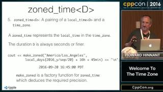 CppCon 2016 Howard Hinnant “Welcome To The Time Zonequot [upl. by Dasteel]