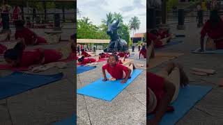 Students of Isha Samskriti demonstrate Surya Shakti  internationaldayofyoga [upl. by Arualana]