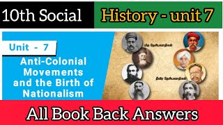 10th Social science Book Back question and answers  History  Unit 7  question answer [upl. by Ydissahc]