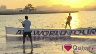 Rafael Nadal and Roger Federer play on Water court  Qatar [upl. by Isleen]