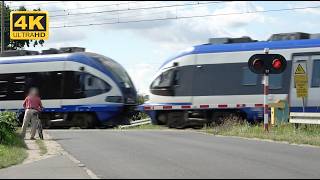 TRAIN RAILROAD CROSSING  OŁAWA PL ★ 4K ★ [upl. by Atat]