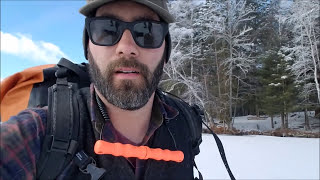 Winter Camping amp Ice Fishing for Lake Trout in the Adirondack Wilderness out of a Leanto Shelter [upl. by Lavicrep]