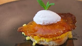 Receta de CRUJIENTE de MANGO con HELADO de COCO [upl. by Sabra]