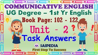 Communicative English Unit 2 Grammar Task Answers UG 1st Yr 1st Sem English Paper TANSCHE Syllabus [upl. by Carnahan]