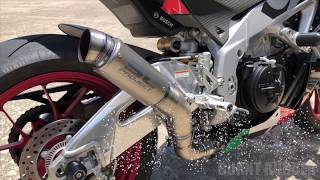 Aprilia RSV4 SC Project Exhaust Comparison  CRT vs GP70R [upl. by Sergo]