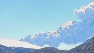 Chiles Copahue volcano spews smoke and ash [upl. by Lemra]