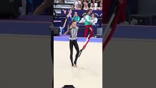 Taisiia Onofriichuk Paris Ribbon 2024 Olympic Final 32950 4 rhythmicgymnastics parisolympics [upl. by Marlette891]