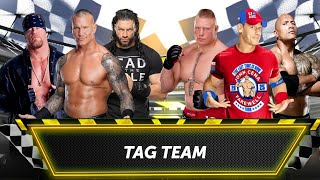 Randy Orton Undertaker amp Roman Reigns vs John Cena Brock Lesnar amp The Rock  Tag Team Match [upl. by Ennovehs]