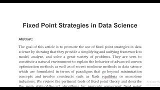 Fixed Point Strategies in Data Science [upl. by Cahilly824]