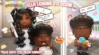 👩🏾‍🍳 MY TODDLER ELLA LEARNS TO COOK🥟 SHE ATE TOO MUCH CANDY  Voiced Bloxburg Family Roleplay [upl. by Haseefan]