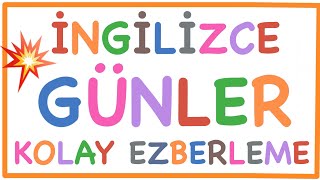 İNGİLİZCE GÜNLER  KOLAY EZBERLEME [upl. by Araes970]