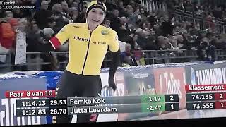 Schaatsen NK Thialf Heerenveen met de vrouwen 1000 meter jaar 2022 oa Femke Kok en Jutta Leerdam [upl. by Riedel72]