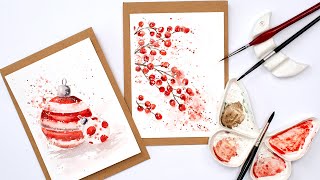 Watercolor holiday cards for beginners [upl. by Breeze]