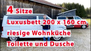 VW Bus Ausbau 34 Sitze mit dem besten Camper  Luxus  2m  Bett echter Wohnküche mega Stauraum [upl. by Boggers975]