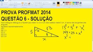 Triângulo retângulo Hipotenusa catetos Soma ângulos agudos internos Matemática PROFMAT 2014 Prova [upl. by Milburr12]