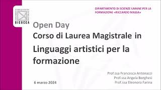 Presentazione del Corso di Laurea Magistrale in quotLinguaggi Artistici per Formazionequot [upl. by Larianna]