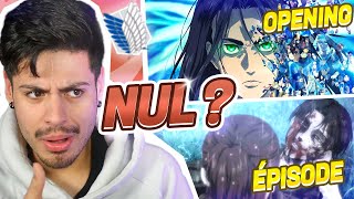 REACT À LOPENING FINAL de SNK  AVIS ÉPISODE 1 [upl. by Nolla]