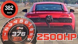 2500 HP Audi R8 V10 Huge Twin Turbos  EXTREME FAST ACCELERATION 0380 kmh [upl. by Holbrook]