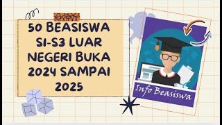 50 Beasiswa S1S3 Luar Negeri Buka 2024 sampai 2025 full biaya [upl. by Eizeerb]