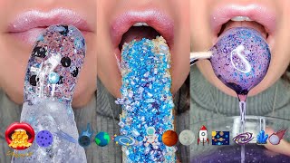 Satisfying ASMR Eating Galaxy Space Themed Emoji Food Mukbang 먹방 [upl. by Oniliuqnart964]