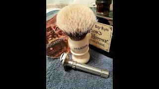 Shave Video  405 Oliworks Adjustable Razor and MacDuffs Prairie Rum Runner Soap [upl. by Averill]