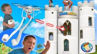 Toilet Paper Fort DRONE 2 Story FUNnel Fam Challenge Mess [upl. by Esirehs796]