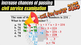 Civil Service Exam Reviewer 2025  Answer How to solve for the largest [upl. by Licht221]