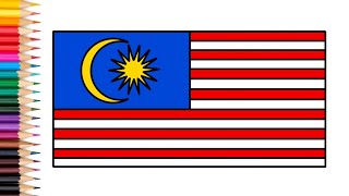 Cara melukis bendera Malaysia [upl. by Jaffe]