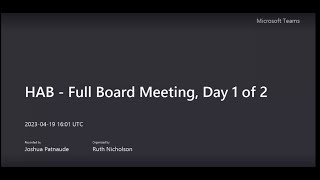 HAB Full Board Meeting Day 1 4 19 23 [upl. by Ellezaj]