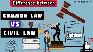 Common Law vs Civil Law  Key Differences explain simple sources and court practice  Differences [upl. by Atoked708]