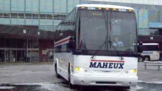 Maheux Bus Lines 6384 departing Montreal for RouynNoranda [upl. by Nadda]