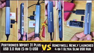 Portronics Mport 31 Vs Honeywell 4in1 Ultra Slim USB Hub Detail Comparison  Speed Test Review [upl. by Shirleen]