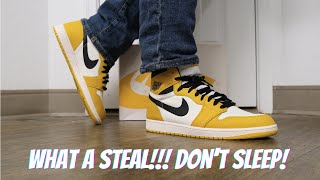 Air Jordan One High Retro OG Yellow Ochre On Feet Review [upl. by Airbma]